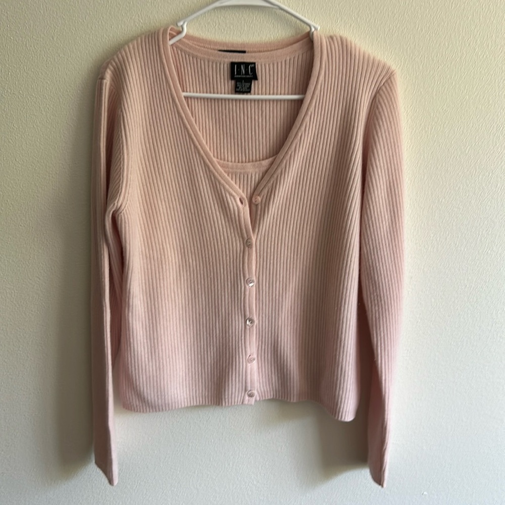 Inc. International Concepts Cashmere Pink Ribbed Sweater and Tank Top..Size: L